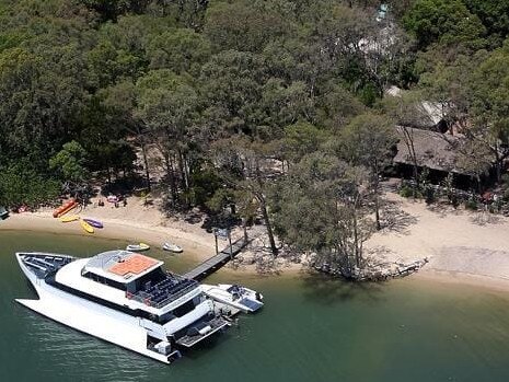 The 32-metre catamaran moored at McLaren's Landing Island Resort.