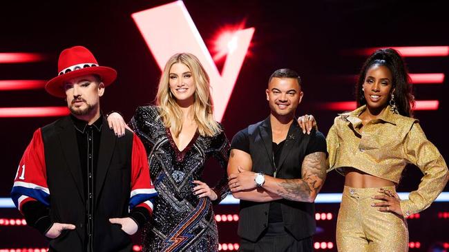 This year's coaches: Boy George, Delta Goodrem, Guy Sebastian and Kelly Rowland.