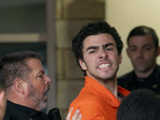 Suspect Luigi Mangione is taken into the Blair County Courthouse on Tuesday, Dec. 10, 2024, in Hollidaysburg, Pa. Picture: Benjamin B. Braun/Pittsburgh Post-Gazette via AP