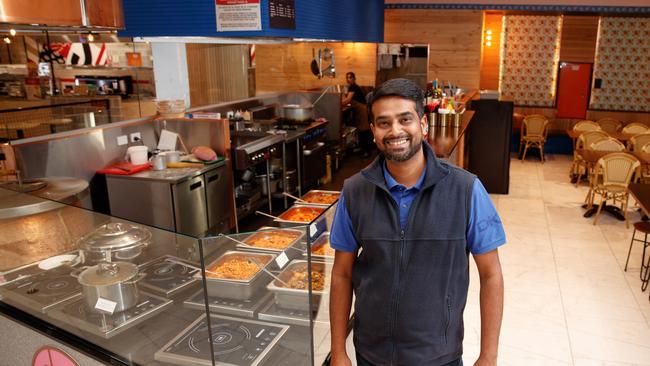 The Logical Indian owner Mervin Joshua at his Rundle Mall diner in 2019. Picture: Matt Turner