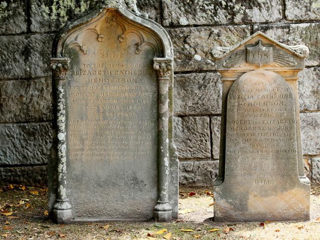 The gravestones of Catherine Henderson and her granddaughter Letitia who died age 5, of diphtheria. Picture: AAP Image