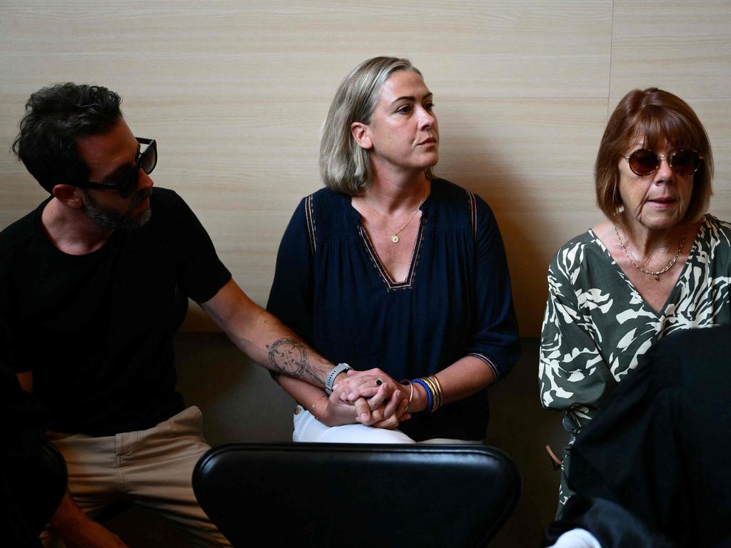 Ms Pelicot with her daughter and her son during the trial. Picture: Christophe Simon/AFP