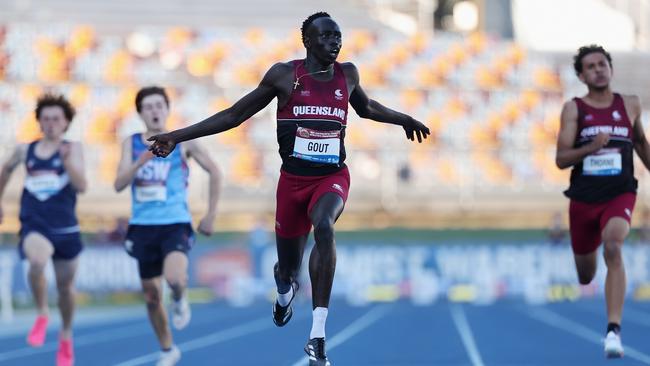 Gout Goutwill step out at the Queensland state championships next weekend where he will run in the U/20 100m and 200m. Picture: Cameron Spencer/Getty Images