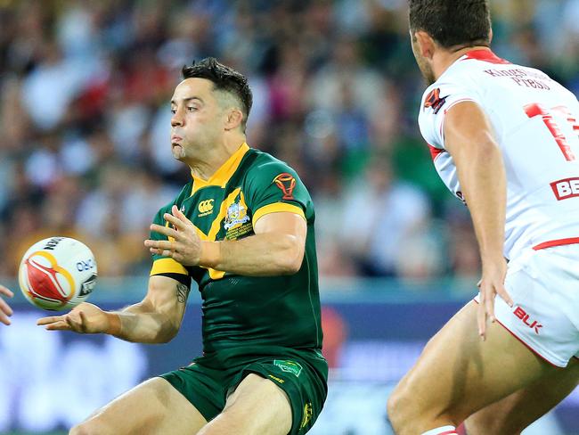 Rugby League World Cup opening match at AAMI Park, Australia v England, Friday October 27, 2017. Cooper Cronk in action. Picture: Mark Stewart