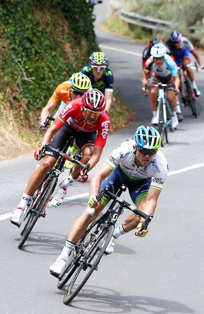 Gerrans leads the pack. Photo: Sarah Reed.