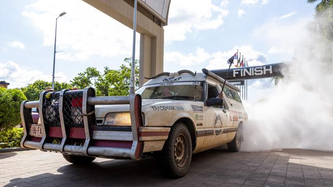 From Gympie Qld, Craig Campbell and Pete Mortimer travelled 3342kms in an old police panel van which they paid $900 for. Picture: Floss Adams.