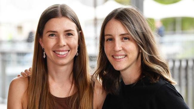 Zara Young and Abi Benaud have launched their Little Sunny Coast page to help other mums find parks, activities, attractions and more in the region for outings with their toddlers. Picture: Patrick Woods.