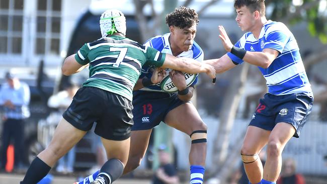 Nudgee player Tariq Tanner GPS first XV rugby between Nudgee and BBC Saturday August 6, 2022. Picture, John Gass