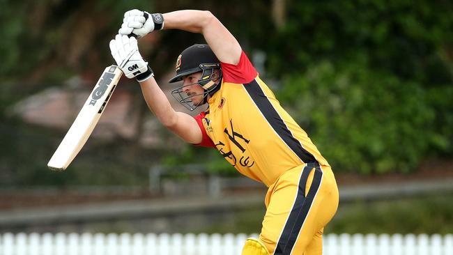 Jonathan Merlo shows a straight bat for St Kilda. Picture: Hamish Blair