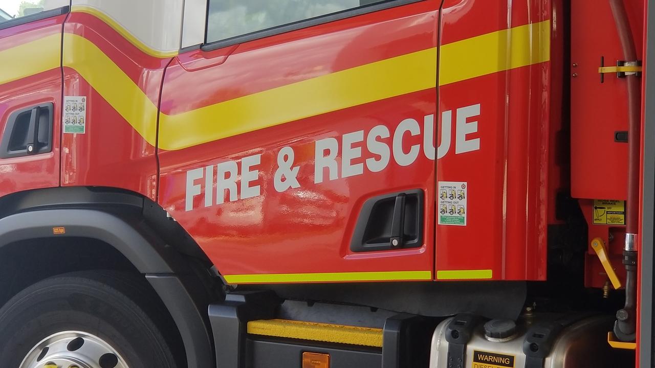 A truck has crashed into a guard rail at a Warrego Highway on-ramp.