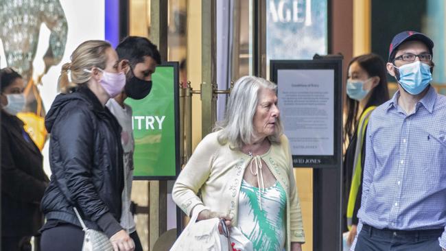 People are seen outside David Jones Elizabeth Street store during Boxing Day Sales in 2020. Picture: NCA NewsWire / Jenny Evans