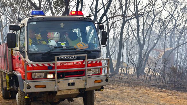 Firefighters attend the Jemby-Rinjah Eco Lodge fire in Blackheath on December 31. Picture: www.matrixnews.com.au