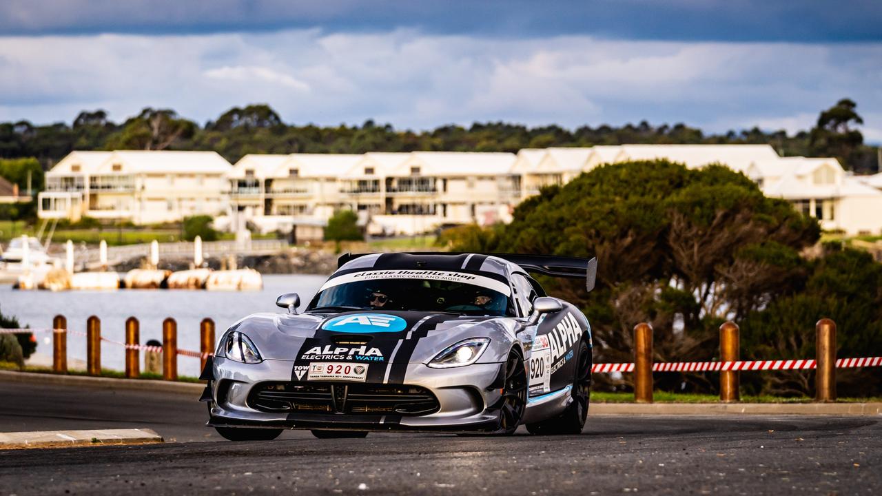 Last year's Targa Tasmania's defending champ Eddie Maguire, from Burnie, is off to a flying start in his 2016 Dodge Viper ACR. Picture: Otherside Productions