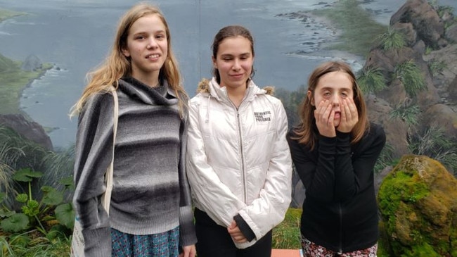 Kettering adolescent Abbey Barrett, 10, with older sisters Willow (far left), 14, and Tasmin (centre), 12. Picture: Supplied