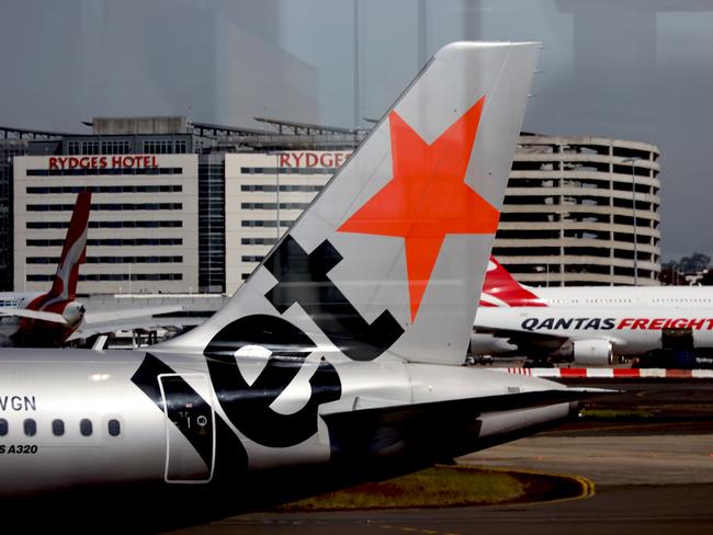 SYDNEY, AUSTRALIA - NewsWire Photos - OCTOBER 14, 2022: General generic editorial stock image of Jetstar aircraft at Sydney Domestic Airport. Picture: NCA NewsWire / Nicholas Eagar