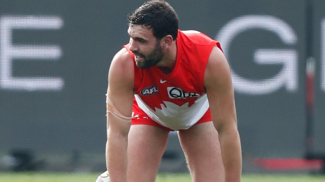 Paddy McCartin was subbed out with concussion against Hawthorn. Picture: Michael Willson/AFL Photos via Getty Images