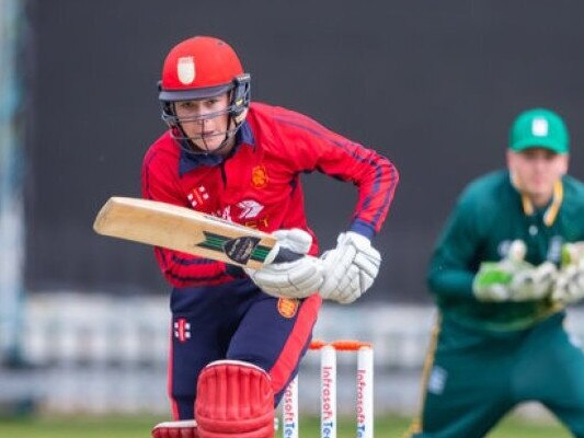 Harrison Carlyon works a ball away. Picture: Jersey Cricket