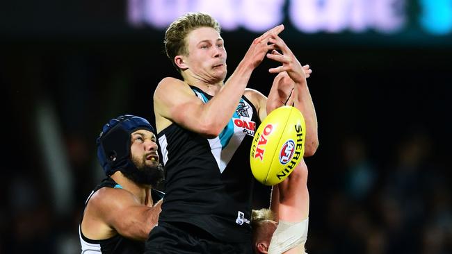 Rookie Xavier Duursma is Port Adelaide’s leading mark taker so far in season 2019. Picture: Mark Brake/Getty Images