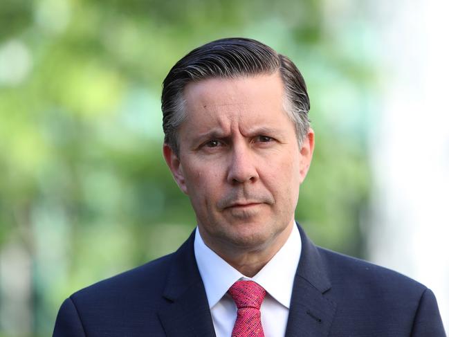 Shadow Minister for Climate Change and Energy, Mark Butler, holding a doorstop at Parliament House in Canberra. Picture Kym Smith