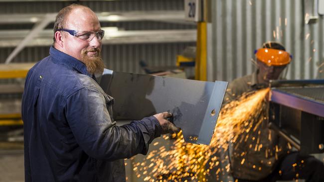 Apprentice boilermaker James Griffiths scored a job at TUFF Australia, just one of 14 that are being trained by the Toowoomba-based manufacturing firm. Picture: Kevin Farmer