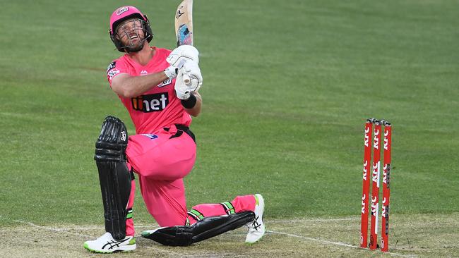 Christian lifts another ball out of the ground against the Melbourne Renegades.