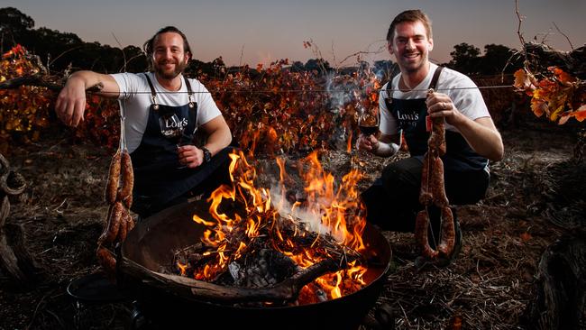 Callum Hann and Themis Chryssidis will host a Fire and Feast event at their restaurant, Lou’s Place, in the Barossa Valley, as part of Tasting Australia’s new Winter Series festival. Picture Matt Turner.