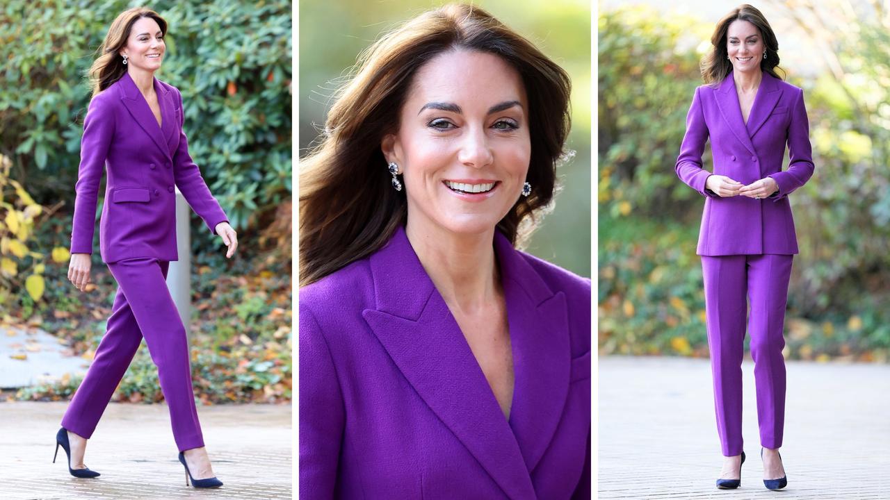 Kate Middleton's Bright Purple Pantsuit May Just Be Her Best Royal Suit Yet