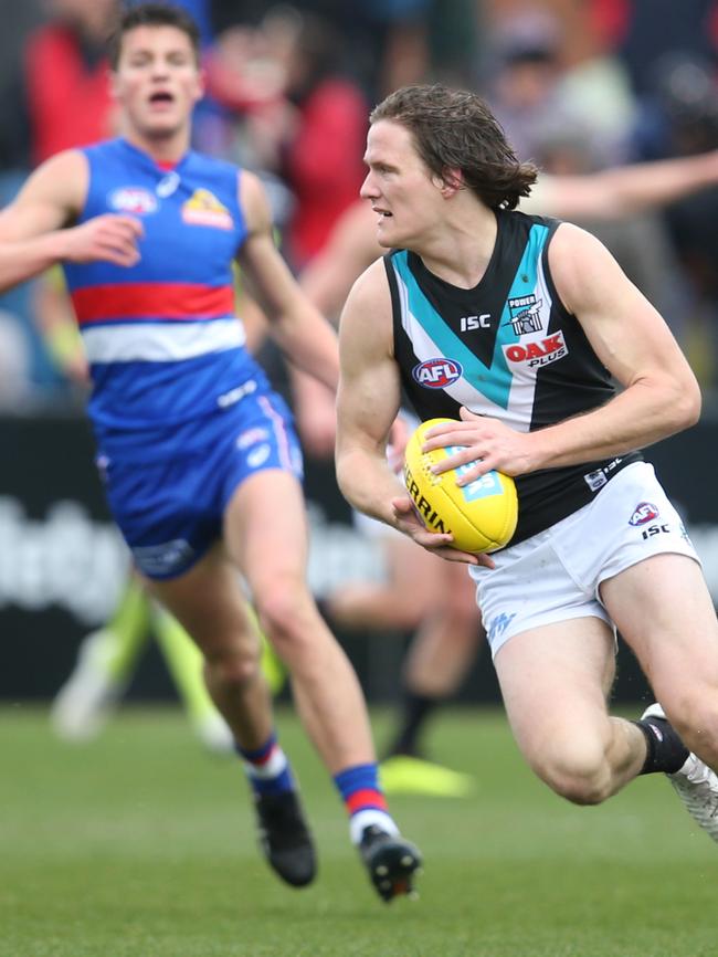 Port Adelaide's Jared Polec racked up 32 possessions in another classy display. Picture: Michael Klein