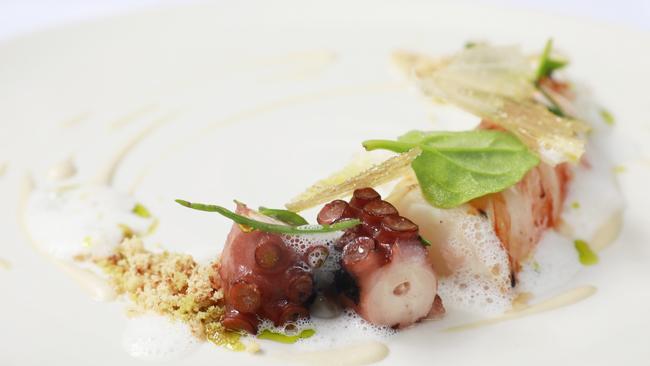 Ocean Floor Cray, scallop, octopus, finger lime at The Wolfe. Picture: AAP/Claudia Baxter