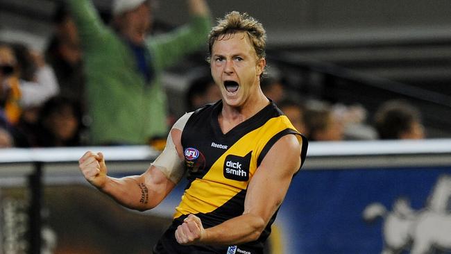 Dreamtime at the 'G. Essendon v Richmond. MCG. Kayne Pettifer celebrates his 2nd goal