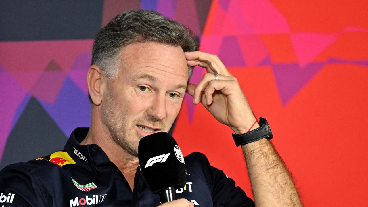 Red Bull Racing's team principal Christian Horner speaks about ongoing ‘sexting’ probe. (Photo by Andrej ISAKOVIC / AFP)