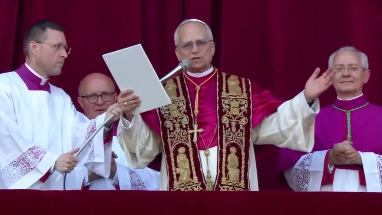 'Peace be with you all,' says Pope Leo XIV in first address