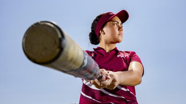 Tallulah Civoniceva in her Queensland softball uniform. Picture: Richard Walker