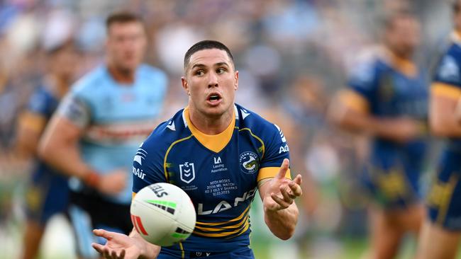 Parramatta are still waiting on Mitchell Moses to make a call on his NRL future. Picture: NRL Photos.