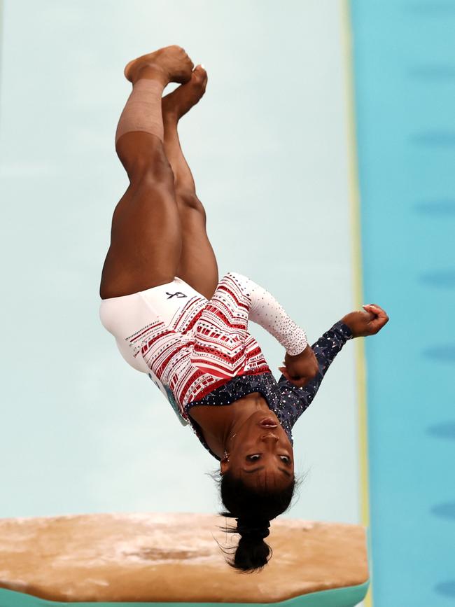 Once Simone Biles landed her vault, the tensions for the U.S. had been settled. Picture: Ezra Shaw/Getty Images