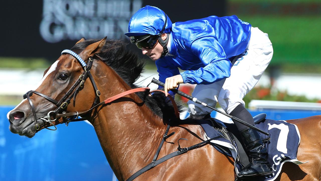 SYDNEY, AUSTRALIA - MARCH 14: James McDonald rides Hartnell to win race 6, The McGrath Estate Agents Sky High Stakes, during Sydney Racing at Rosehill Gardens on March 14, 2015 in Sydney, Australia. (Photo by Anthony Johnson/Getty Images)