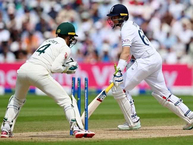 Joe Root’s second innings dismissal let Australia back into the game. Picture: Shaun Botterill/Getty Images