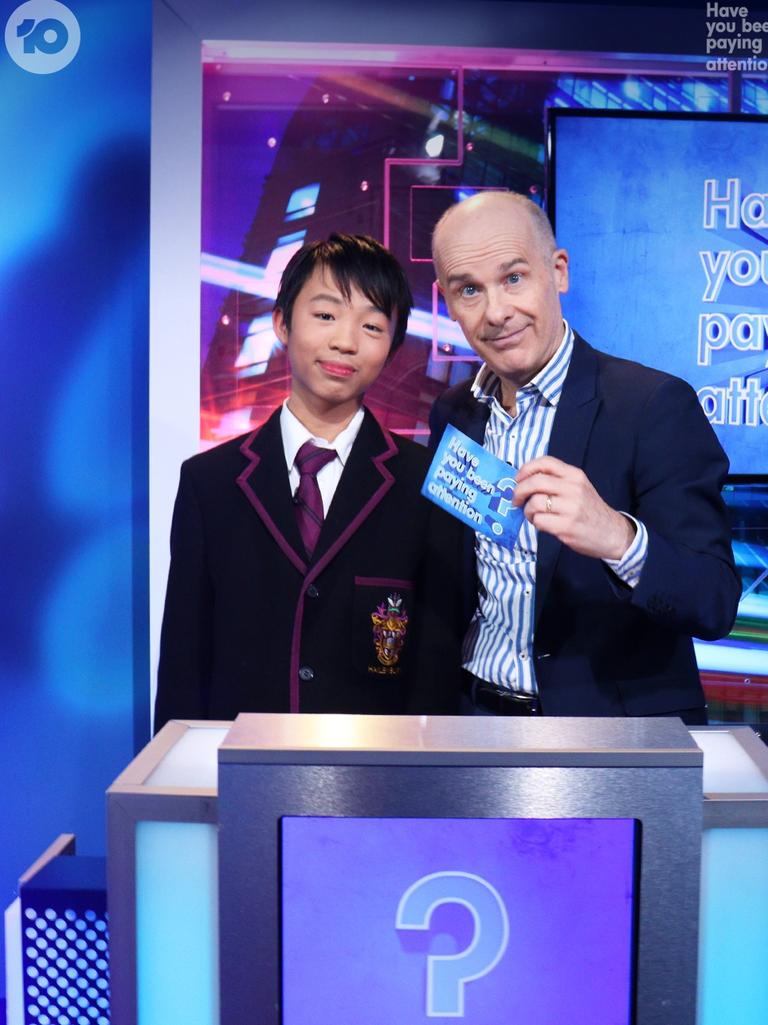 Zac was even guest quiz master on the Ten Network show Have You Been Paying Attention after winning the 2022 Bee. Picture: Network Ten/supplied