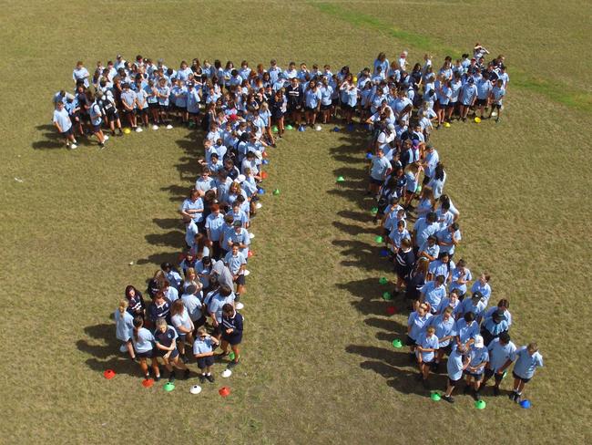 Pi Day will be a huge event for Riverstone High School students who pose for this Greek symbol.