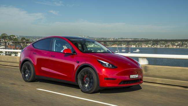 Tesla’s red-hot electric cars are made in China for Australia. Photo: Mark Bean.