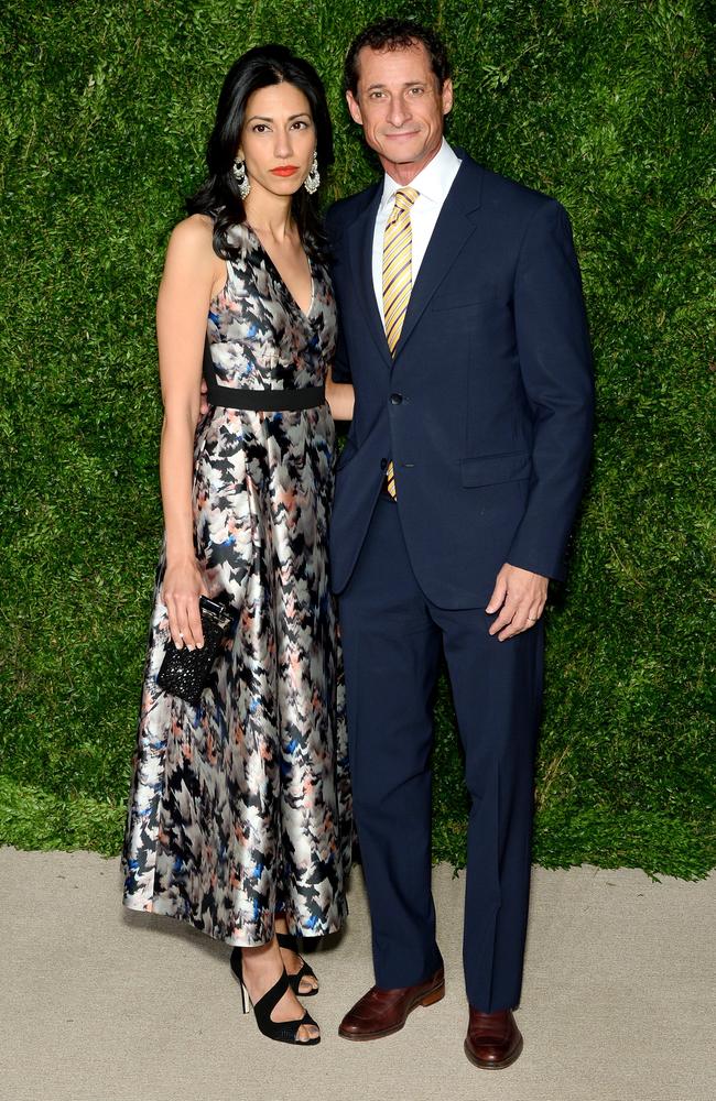 Top Hillary Clinton aide, Huma Abedin, with her husband, Anthony Weiner. Picture: Andrew Toth/Getty Images