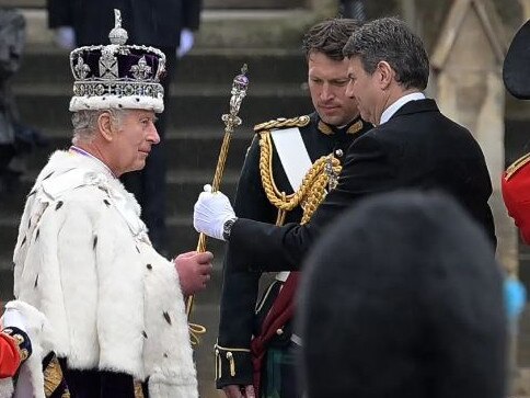 Major Johnny Thompson (centre) caught the public’s eye at the King’s coronation in May. Picture: Getty Images