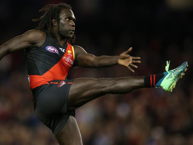 Anthony McDonald-Tipungwuti copped a couple of knocks in the Dons win over North and will be sore today. Picture: Michael Klein