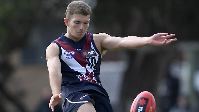 Josh Le Grice kicks a goal for the Sandringham Dragons. Picture: Andy Brownbill