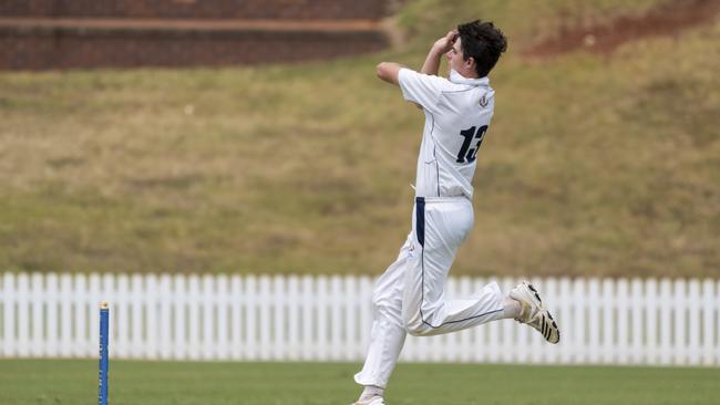 The bowling style of Jem Ryan bowls from Toowoomba Grammar School. Picture: Kevin Farmer