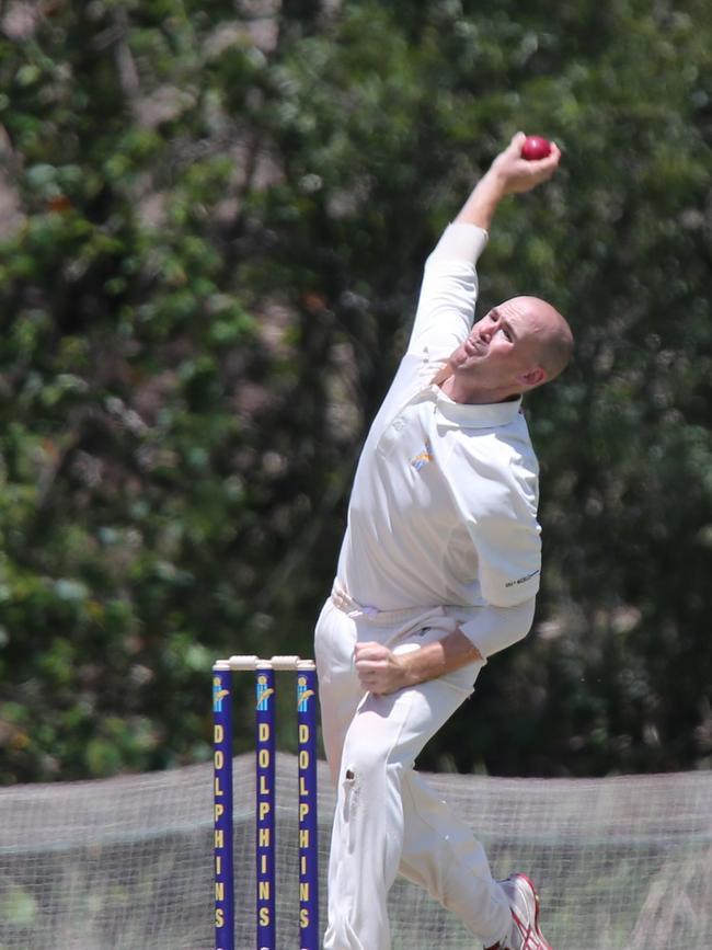 Queensland Premier Cricket between the Gold Coast Dolphins and Wests at Bill Pippen Oval, Robina. Dolphins bowler Howard Biddle. Picture: Mike Batterham
