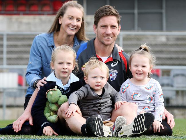 Matthew Boyd with his wife Kate and kids Chloe, James and Asher. Picture: Michael Klein