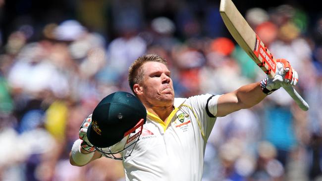 2017 Boxing Day Cricket Test - Australia V England - Day One. David Warner celebrates his 100. Picture: Mark Stewart