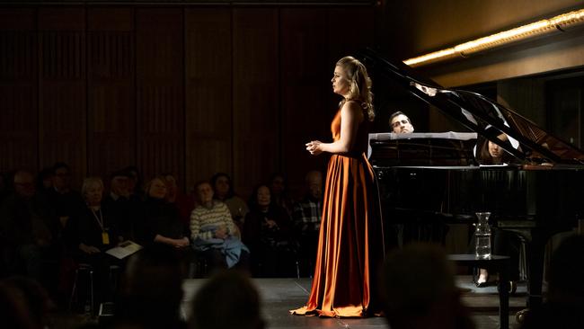 Siobhan Stagg and Nico de Villiers performing in the Utzon Room at Sydney Opera House. Picture: Cassandra Hannagan