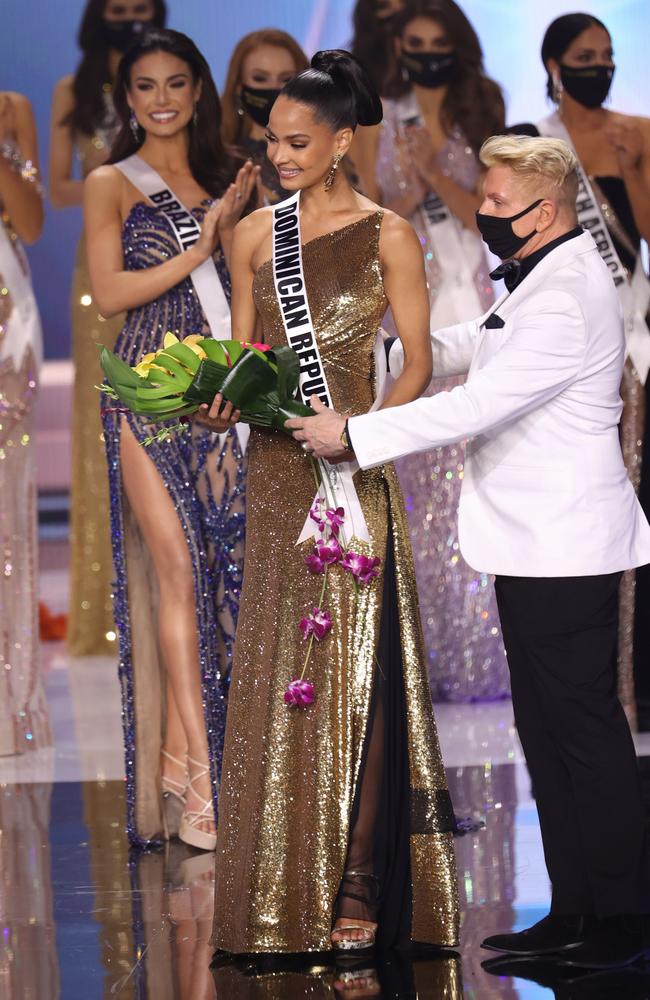 Miss Universe Dominican Republic Finalist Kimberly Jimnez appears onstage. Picture: Getty